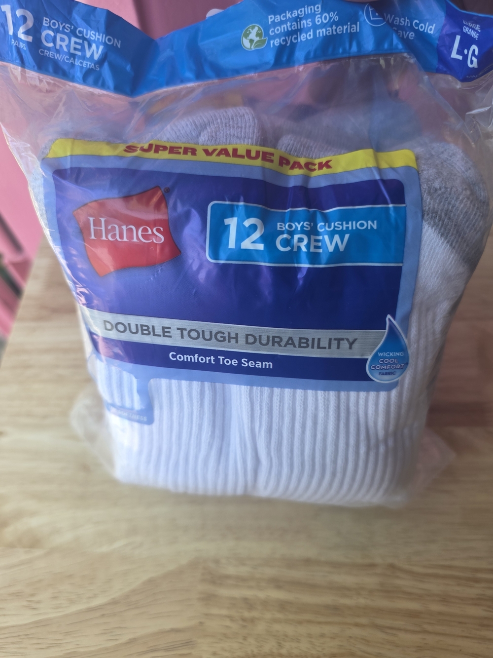 Hanes Light Blue Ribbed Crewneck Sweater - Picture 3 of 4